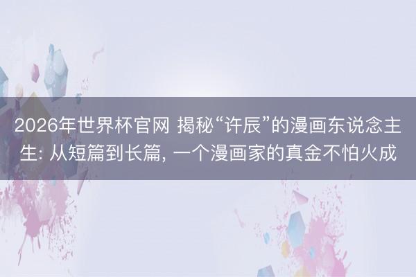 2026年世界杯官网 揭秘“许辰”的漫画东说念主生: 从短篇到长篇， 一个漫画家的真金不怕火成