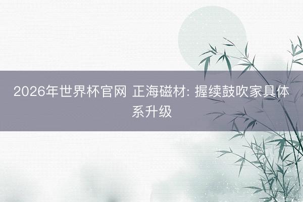 2026年世界杯官网 正海磁材: 握续鼓吹家具体系升级