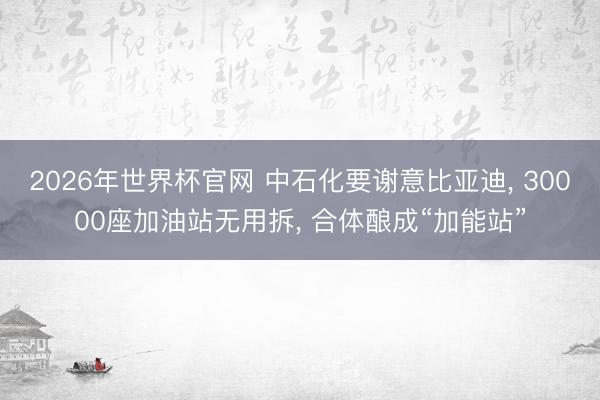 2026年世界杯官网 中石化要谢意比亚迪， 30000座加油站无用拆， 合体酿成“加能站”