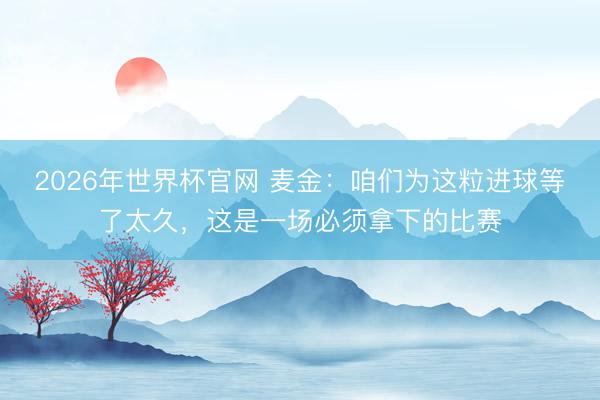 2026年世界杯官网 麦金：咱们为这粒进球等了太久，这是一场必须拿下的比赛
