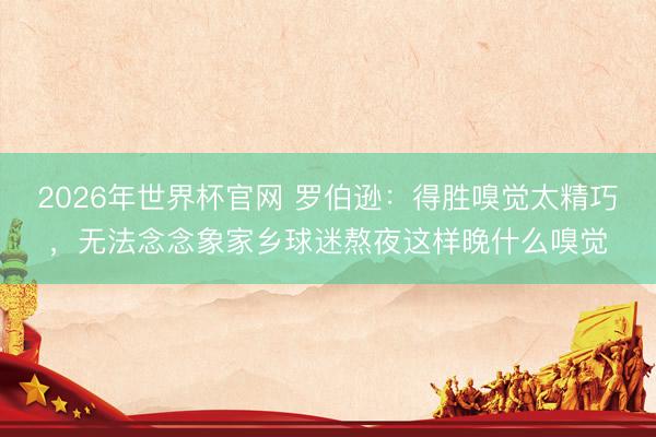 2026年世界杯官网 罗伯逊：得胜嗅觉太精巧，无法念念象家乡球迷熬夜这样晚什么嗅觉