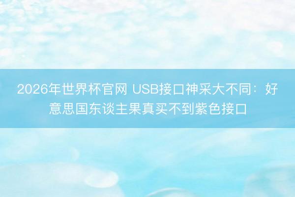 2026年世界杯官网 USB接口神采大不同：好意思国东谈主果真买不到紫色接口